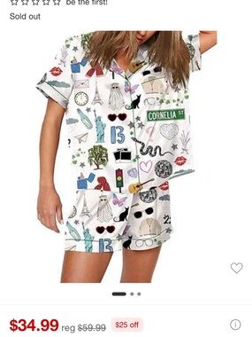 SHESHOW Taylor Swift Button Down Pajama Sets size Medium